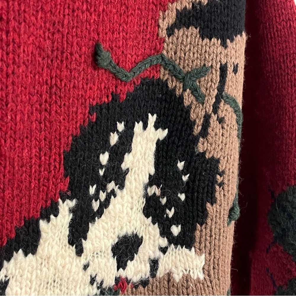 Woolrich 100% Wool Vintage Sweater Dog- Puppy Boot Size Medium- 2 sided design - Picture 5 of 17